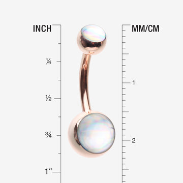 Detail View 1 of Rose Gold Hologram Sparkle Steel Belly Button Ring-Clear Gem